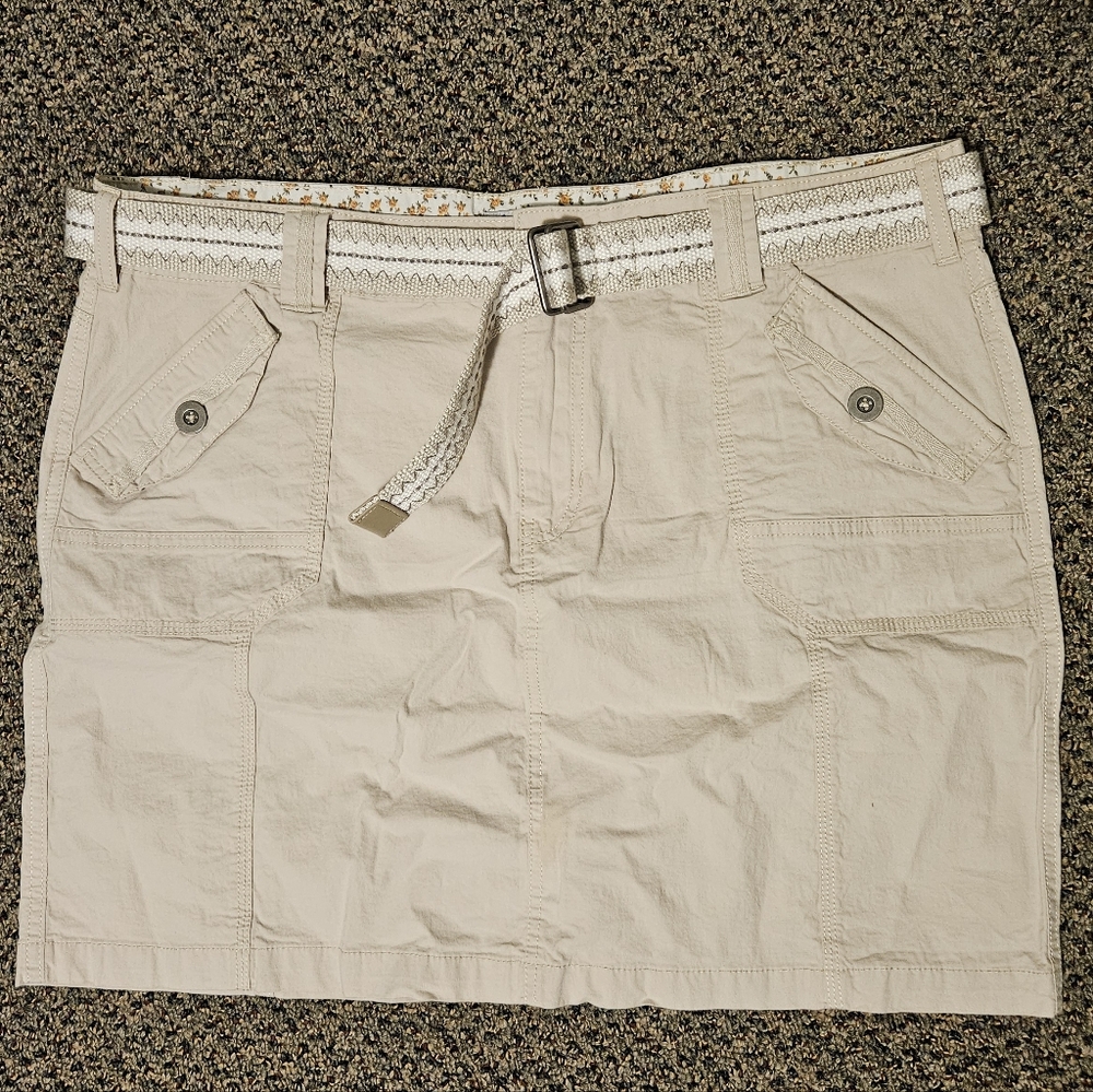 Beige Cargo Like Skirt with Belt